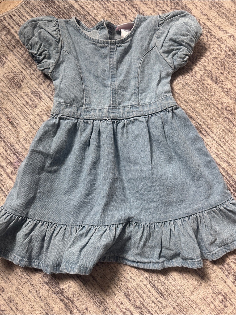 Little Lass Light Blue Puff Sleeve Denim Dress